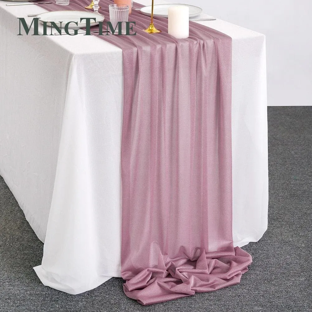 Sheer Chiffon Luxury Solid Colorful Table Runner