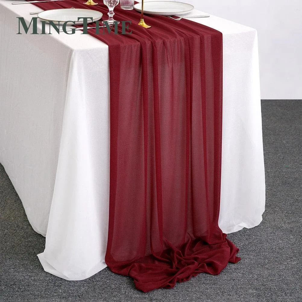 Sheer Chiffon Luxury Solid Colorful Table Runner