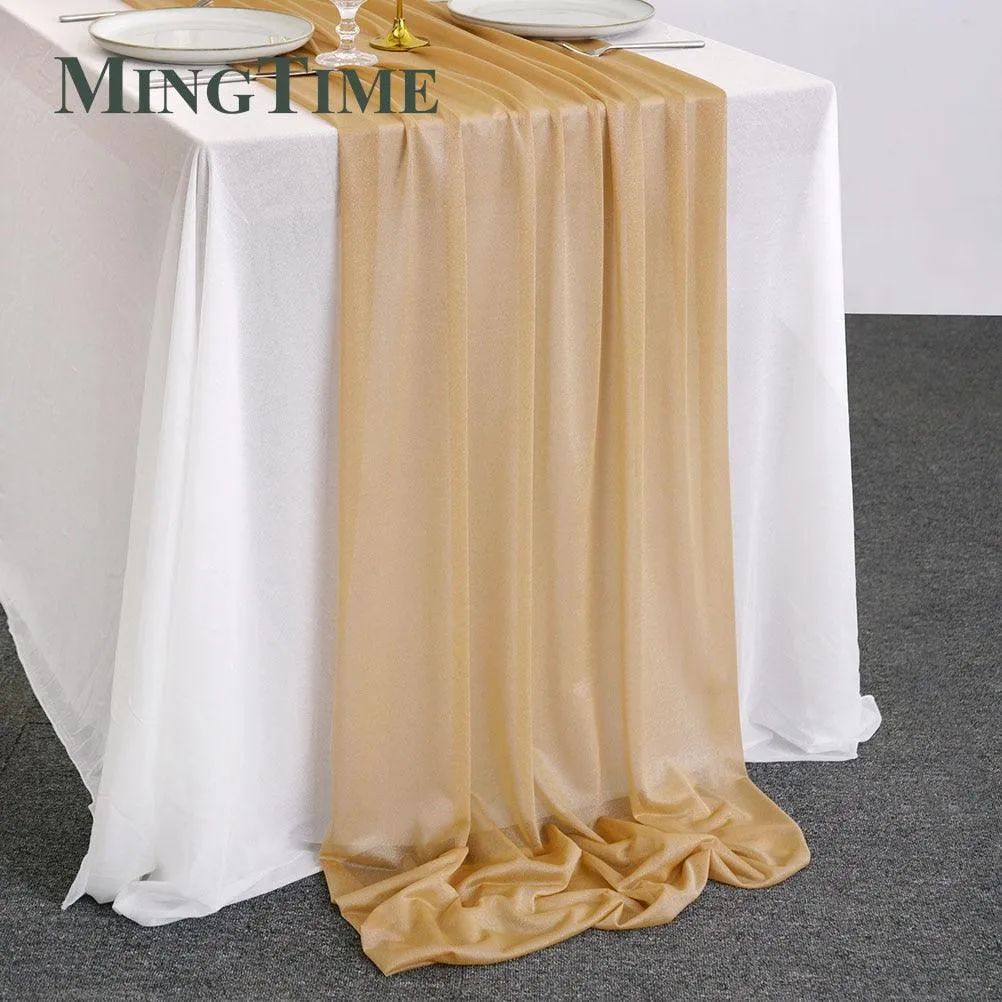 Sheer Chiffon Luxury Solid Colorful Table Runner