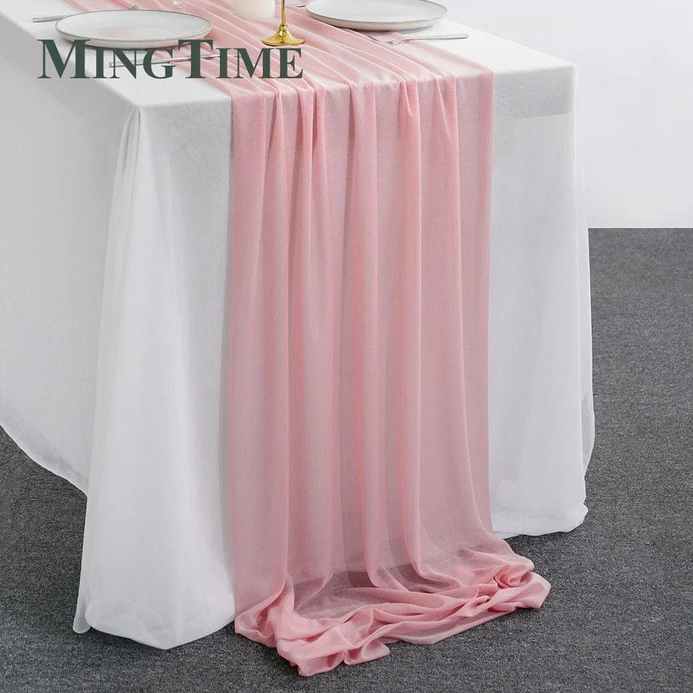 Sheer Chiffon Luxury Solid Colorful Table Runner