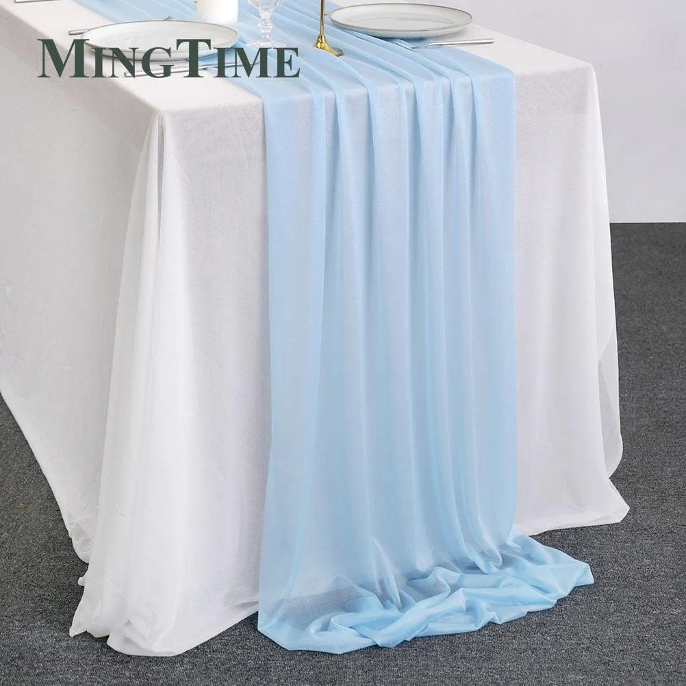 Sheer Chiffon Luxury Solid Colorful Table Runner