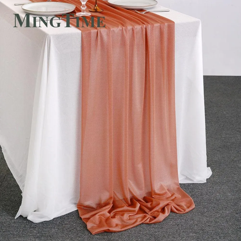Sheer Chiffon Luxury Solid Colorful Table Runner