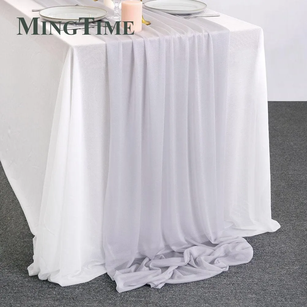 Sheer Chiffon Luxury Solid Colorful Table Runner
