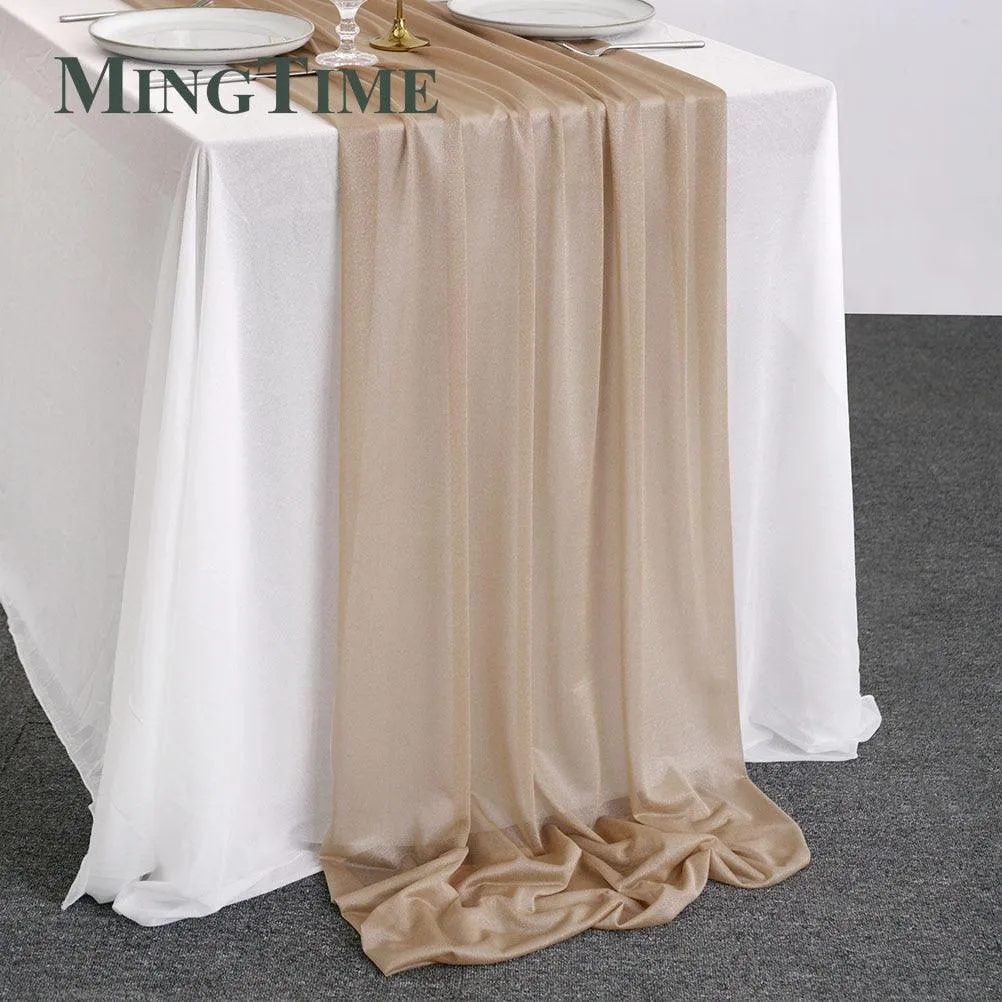 Sheer Chiffon Luxury Solid Colorful Table Runner