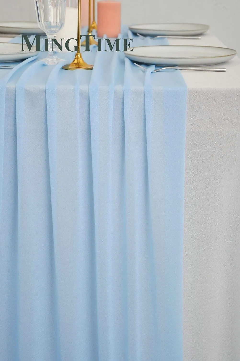 Sheer Chiffon Luxury Solid Colorful Table Runner