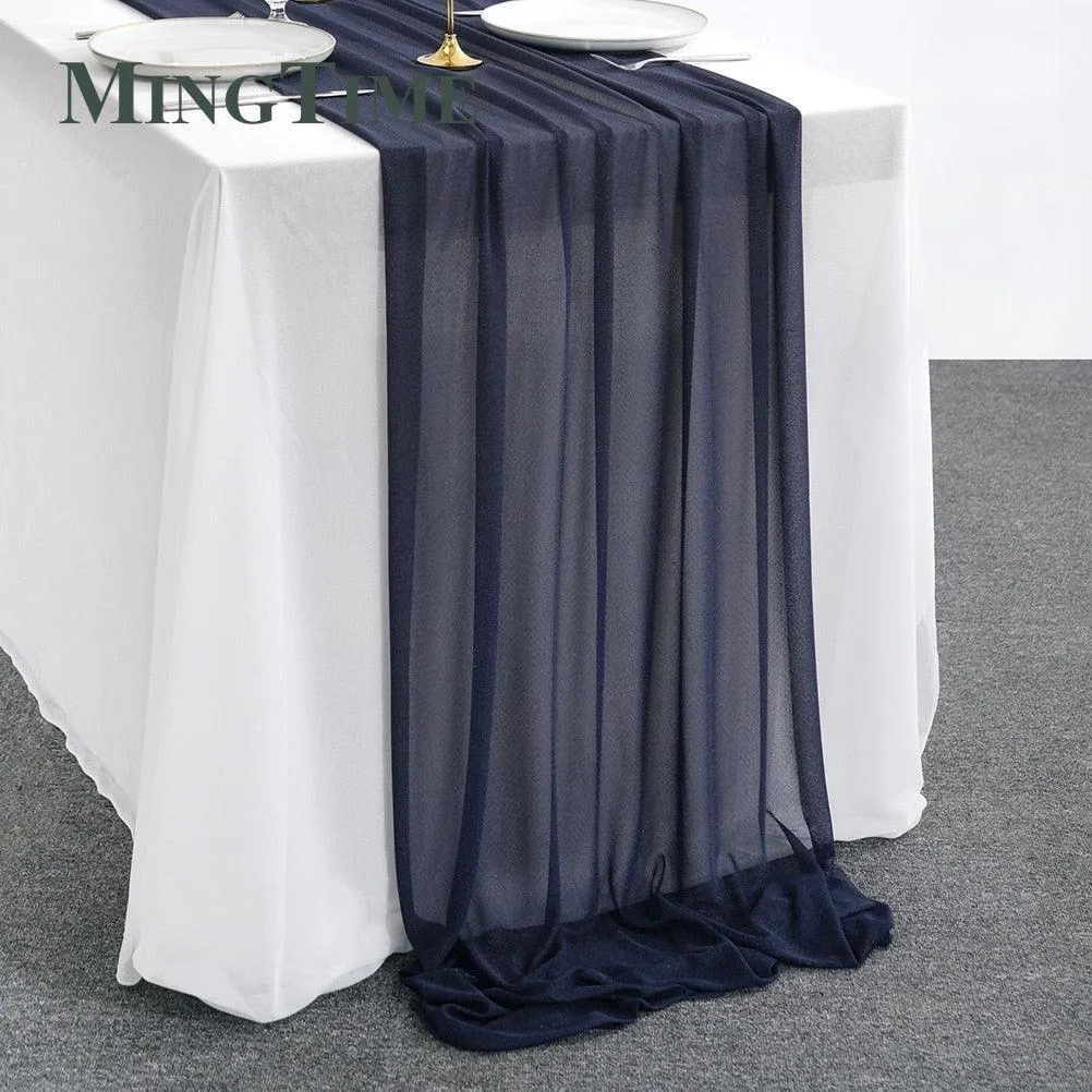 Sheer Chiffon Luxury Solid Colorful Table Runner