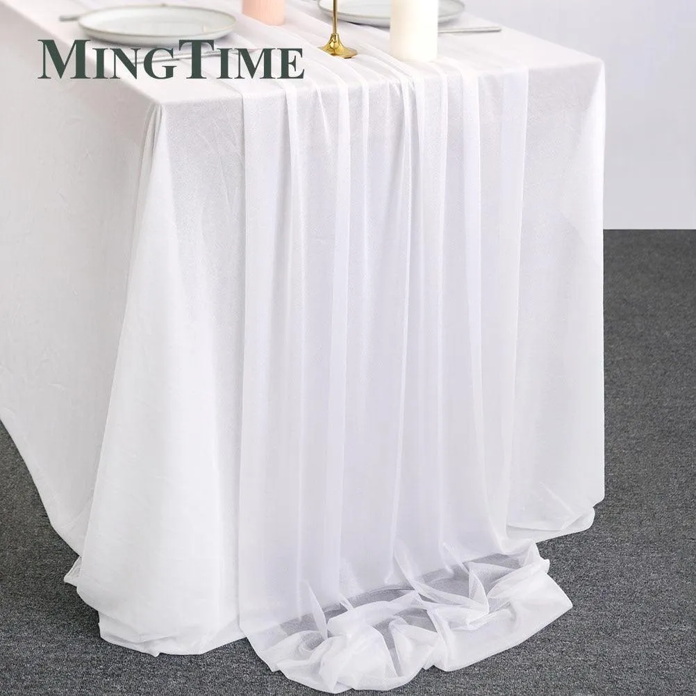Sheer Chiffon Luxury Solid Colorful Table Runner