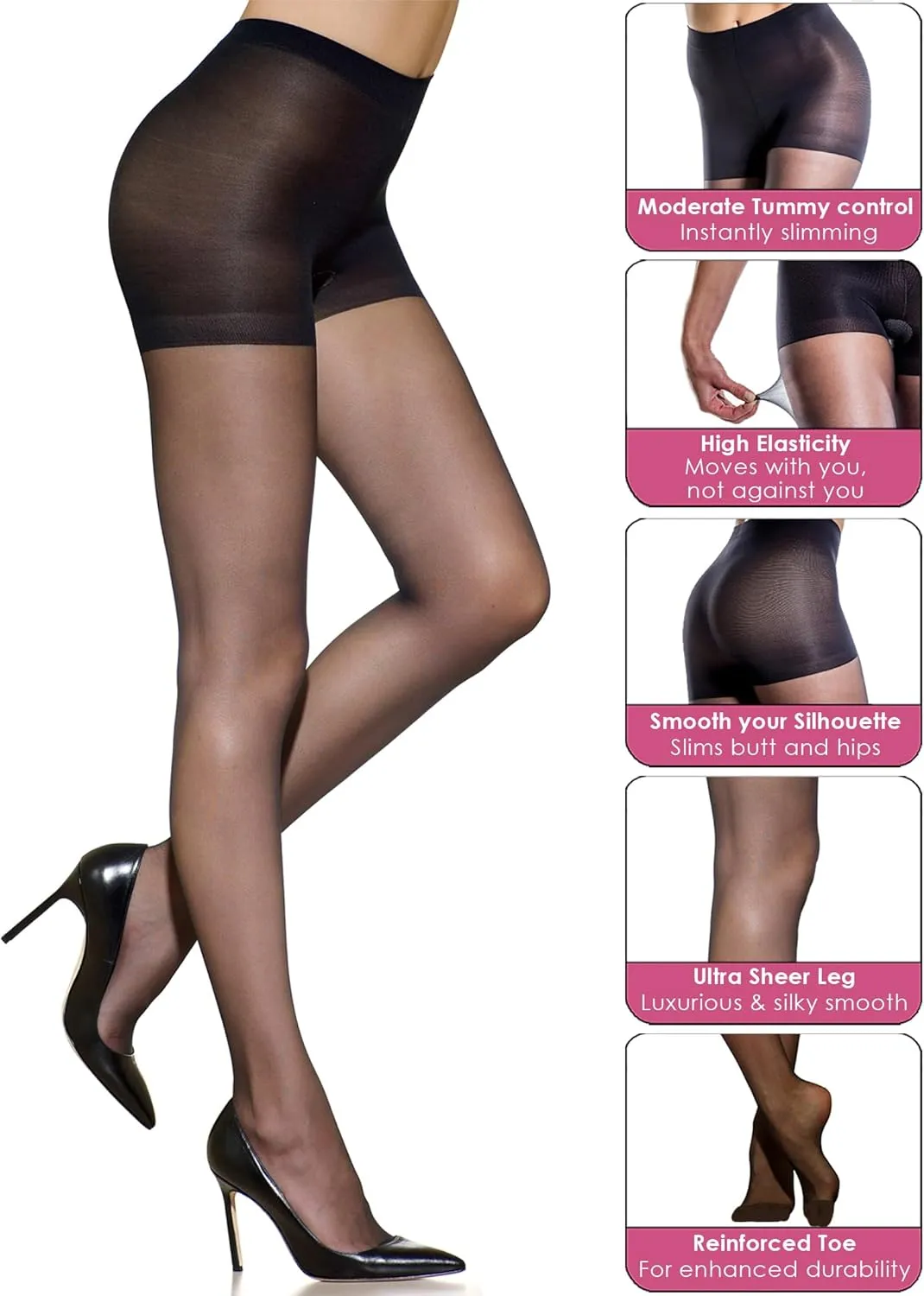 Silkies Women's Ultra Sheer Control Top Pantyhose (2 Pair Pack) - Lightweight, Comfortable, Perfect Fit