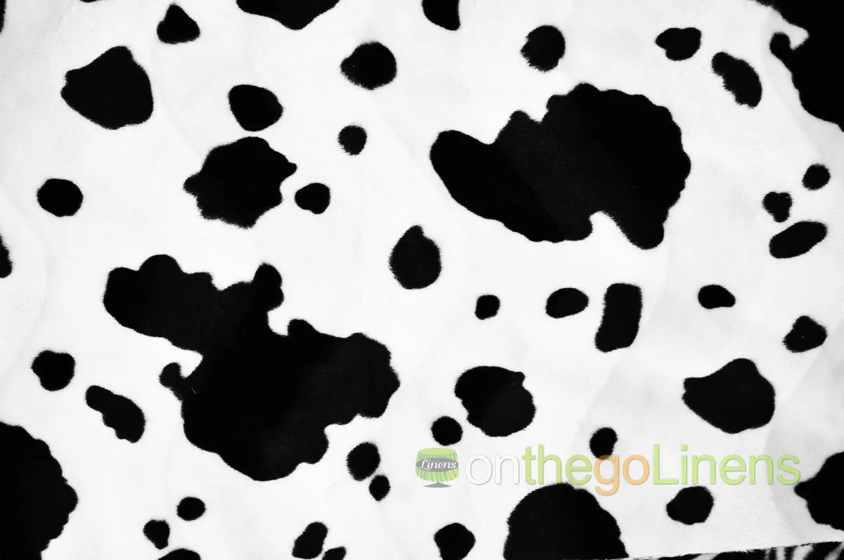 Silky Soft Charmeuse Cow Table Runners | White Black Satin Cow Table Runners |