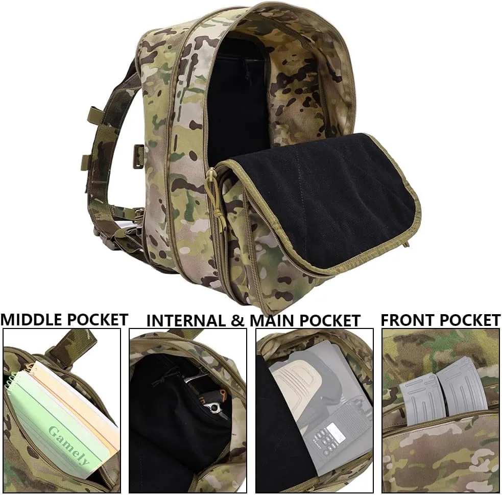 SINAIRSOFT Tactical Expandable Backpack Tactical Hydration Backpack Tactical MOLLE Flatpack D3 Carrier for Vest & Chest Rig (MC)