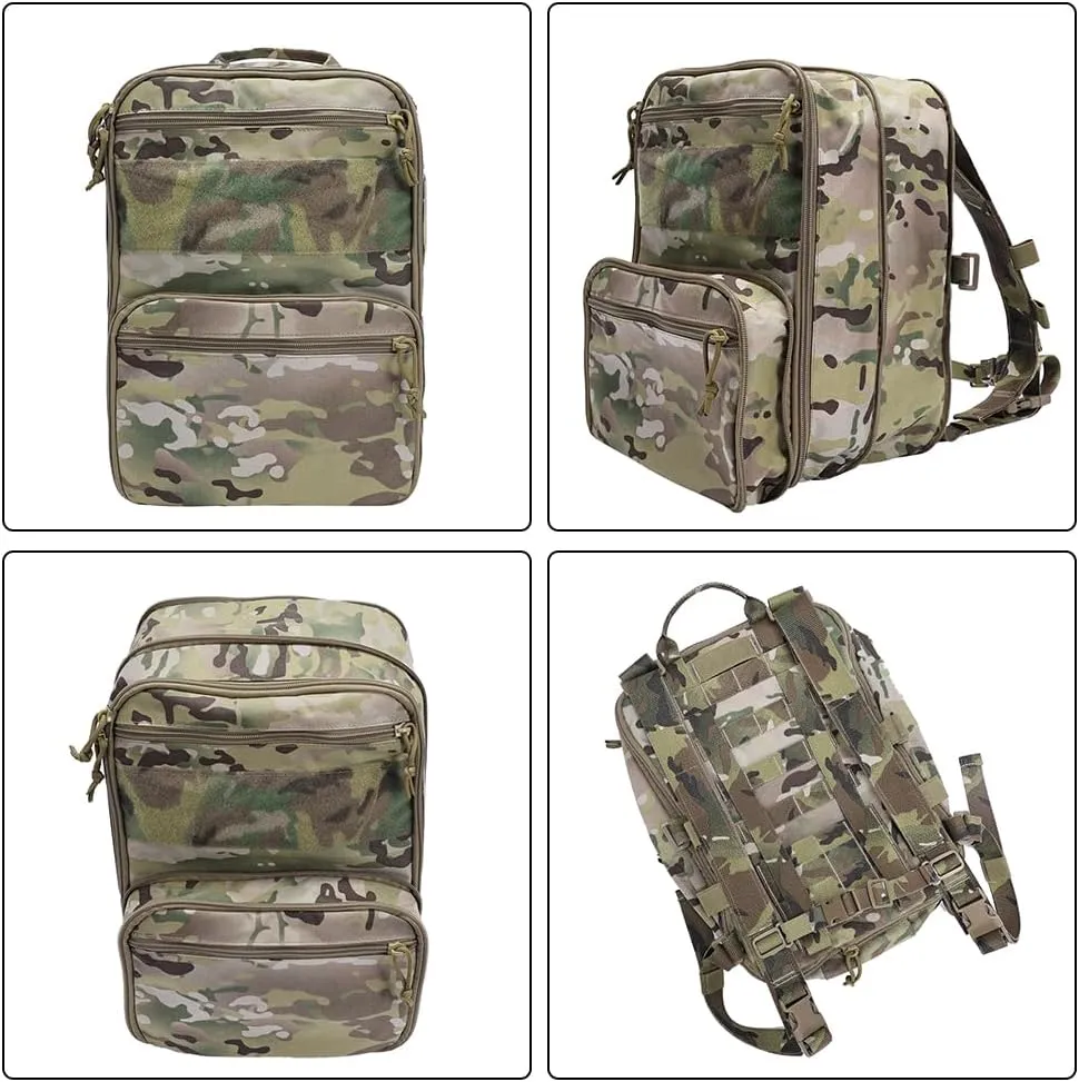 SINAIRSOFT Tactical Expandable Backpack Tactical Hydration Backpack Tactical MOLLE Flatpack D3 Carrier for Vest & Chest Rig (MCBK)