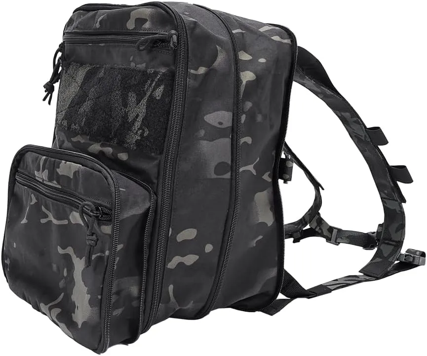 SINAIRSOFT Tactical Expandable Backpack Tactical Hydration Backpack Tactical MOLLE Flatpack D3 Carrier for Vest & Chest Rig (MCBK)