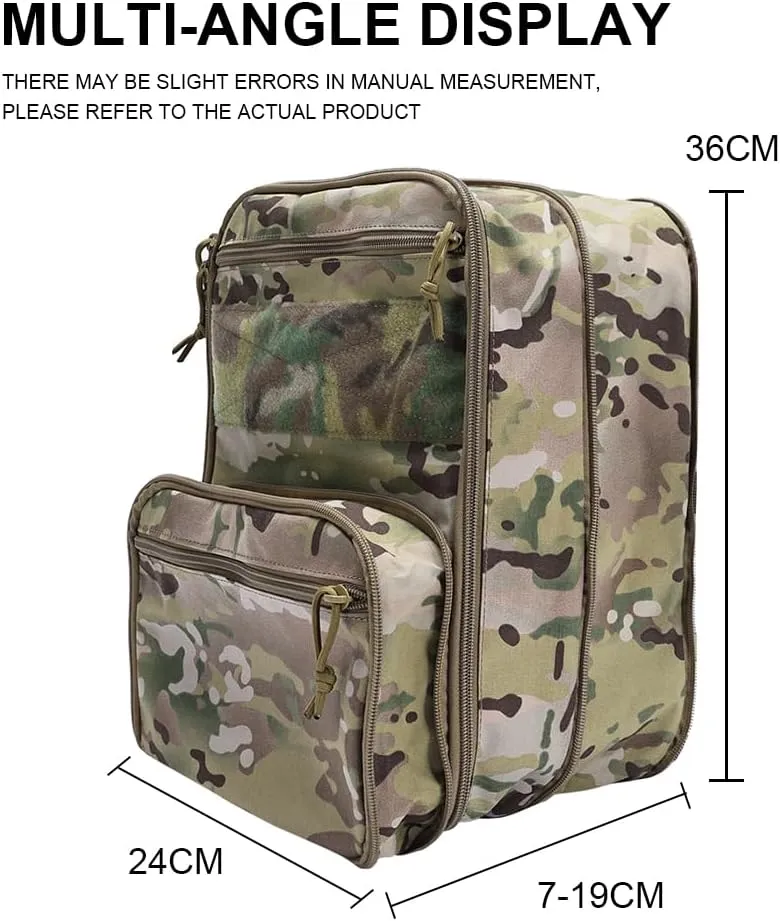 SINAIRSOFT Tactical Expandable Backpack Tactical Hydration Backpack Tactical MOLLE Flatpack D3 Carrier for Vest & Chest Rig (MCBK)