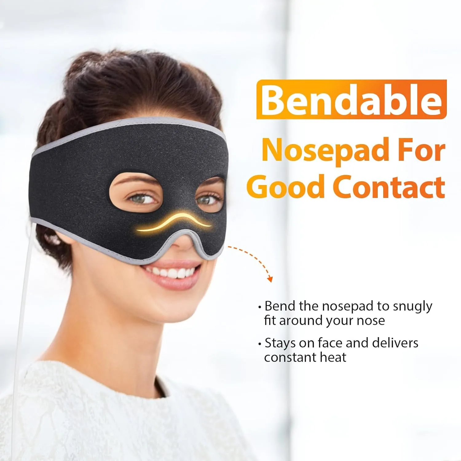 Sinus Pressure Relief Heated Mask Face Heating Pad Relieve Sinus Pain, Sinusitis Treatment, Headache, Nasal Congestion, 3 Heat Settings, Warm Compress Therapy, Washable (Non-Rechargeable)