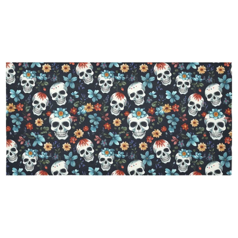 Skull Floral Tablecloth 120"x 60"