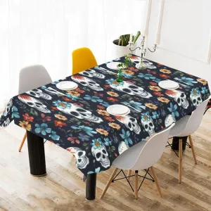 Skull Floral Tablecloth 120"x 60"