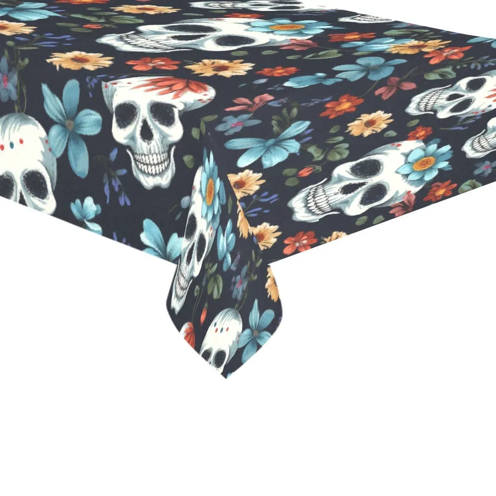 Skull Floral Tablecloth 120"x 60"