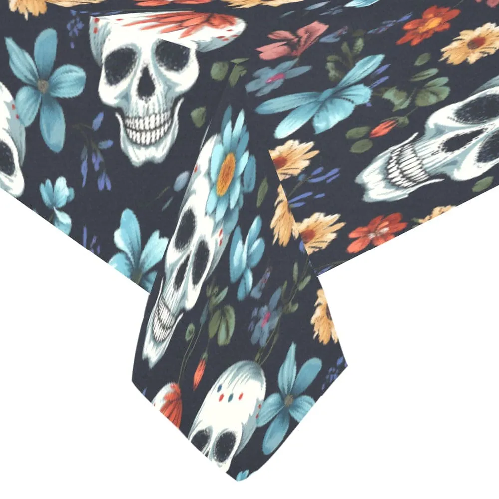 Skull Floral Tablecloth 120"x 60"