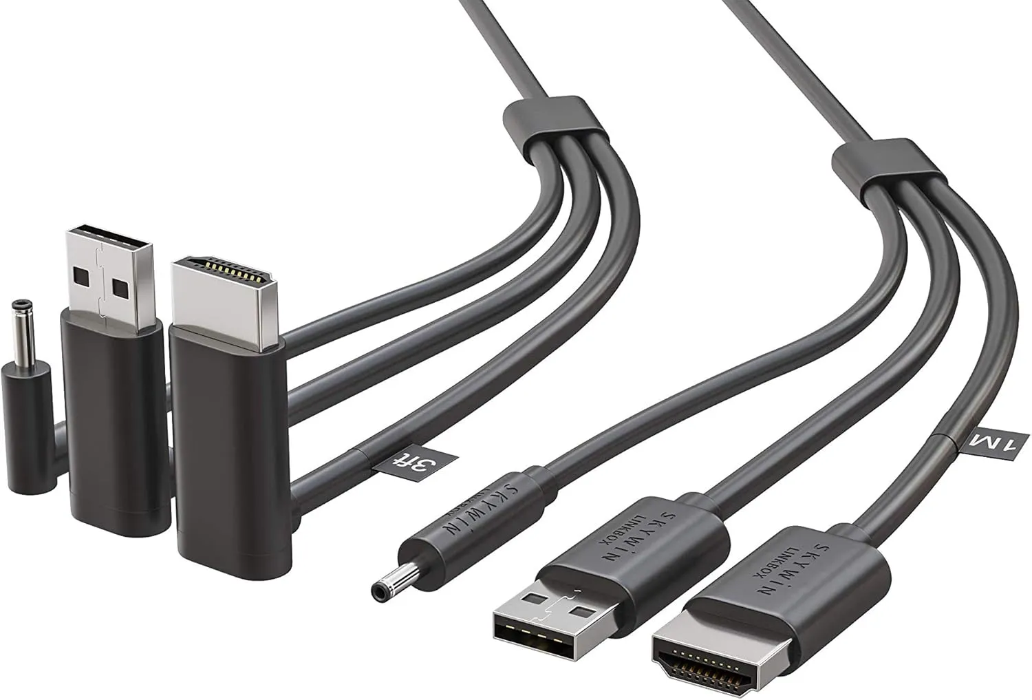 Skywin- 3-in-1 VR Backpack Cable, Compatible with HP Z VR Backpack and HTC Vive - 1Meter Cable for Linkbox and Headset Connection (3.2 Feet, Black)