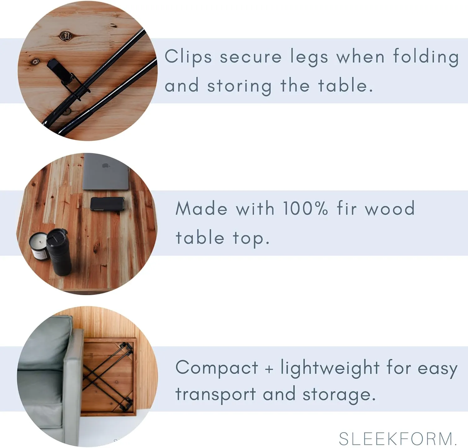 Sleekform Wooden Folding Desk - Lightweight Small Portable Writing Table, Foldable Table, Desk for Small Bedroom Spaces and Home Office - No Assembly Required