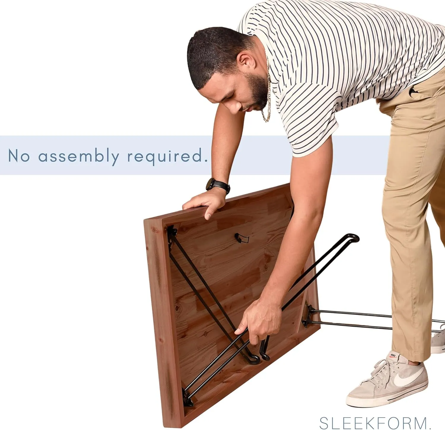 Sleekform Wooden Folding Desk - Lightweight Small Portable Writing Table, Foldable Table, Desk for Small Bedroom Spaces and Home Office - No Assembly Required