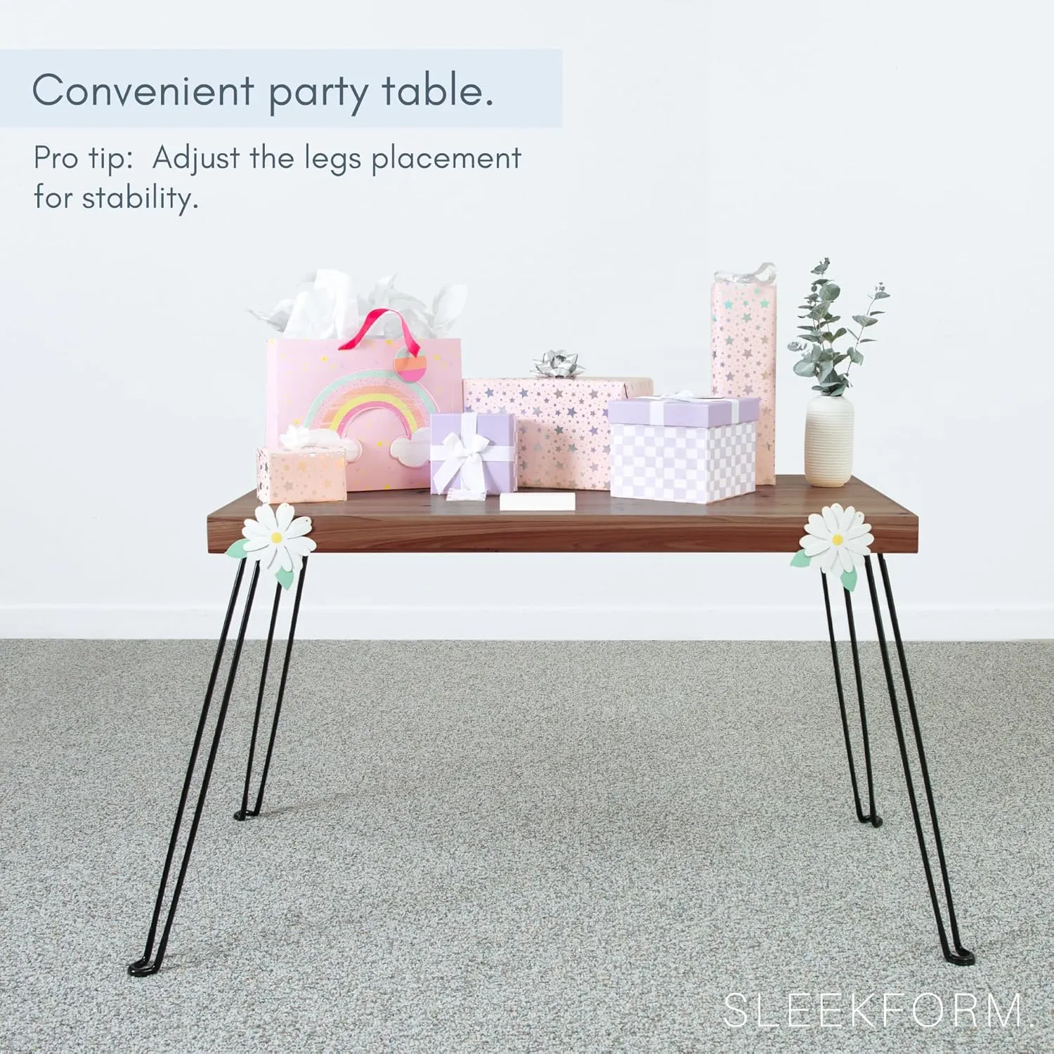 Sleekform Wooden Folding Desk - Lightweight Small Portable Writing Table, Foldable Table, Desk for Small Bedroom Spaces and Home Office - No Assembly Required