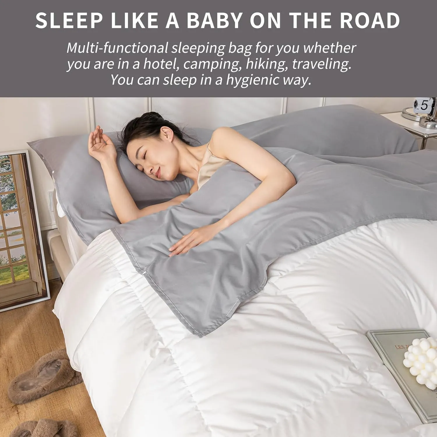 Sleeping Bag Liner Sleep Sack Travel Washed Cotton Sheets for Hotel Bags for Adults Liners, Lightweight Single & Double Camping Sleeping Inner Hostel Fresh Back Hiking Bed