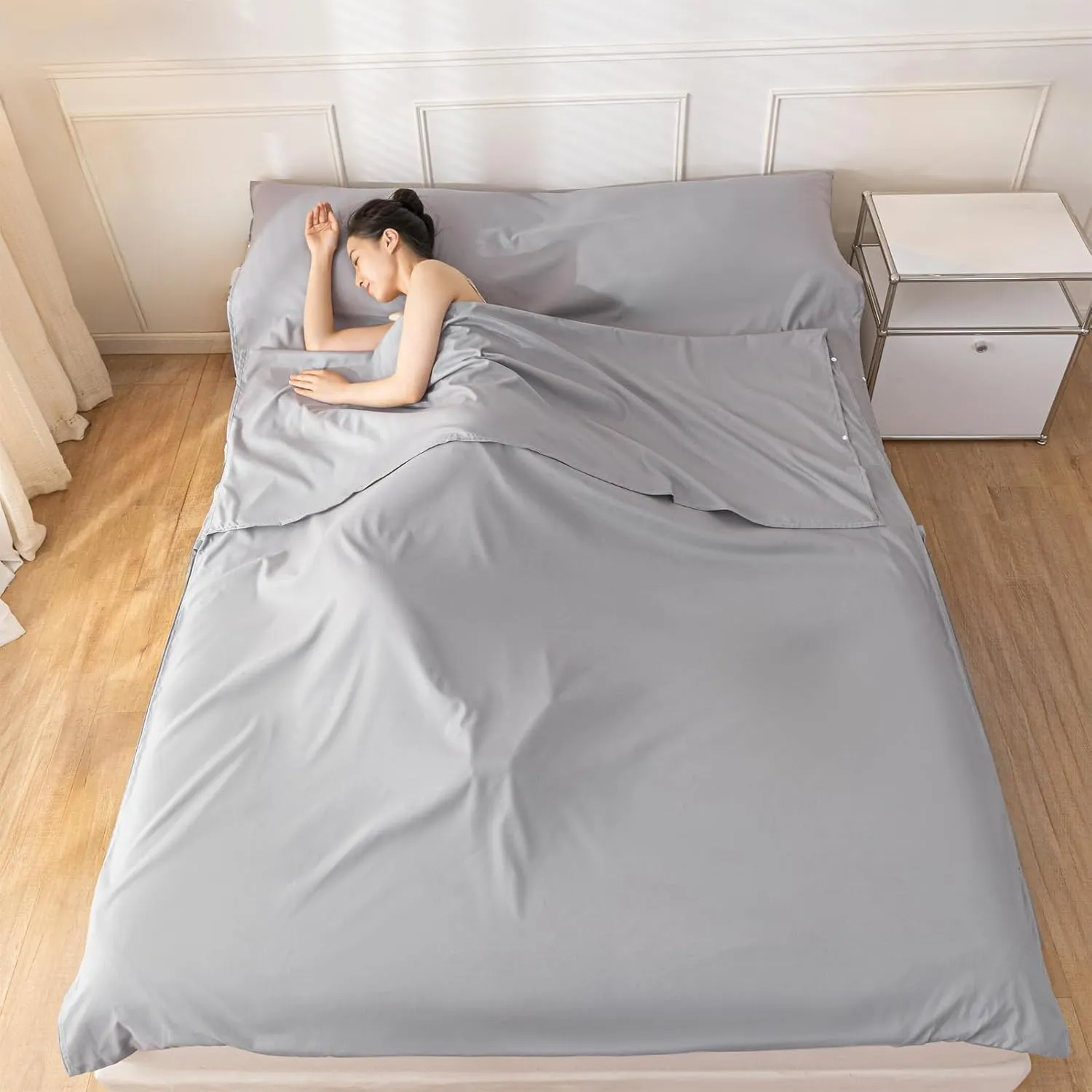 Sleeping Bag Liner Sleep Sack Travel Washed Cotton Sheets for Hotel Bags for Adults Liners, Lightweight Single & Double Camping Sleeping Inner Hostel Fresh Back Hiking Bed
