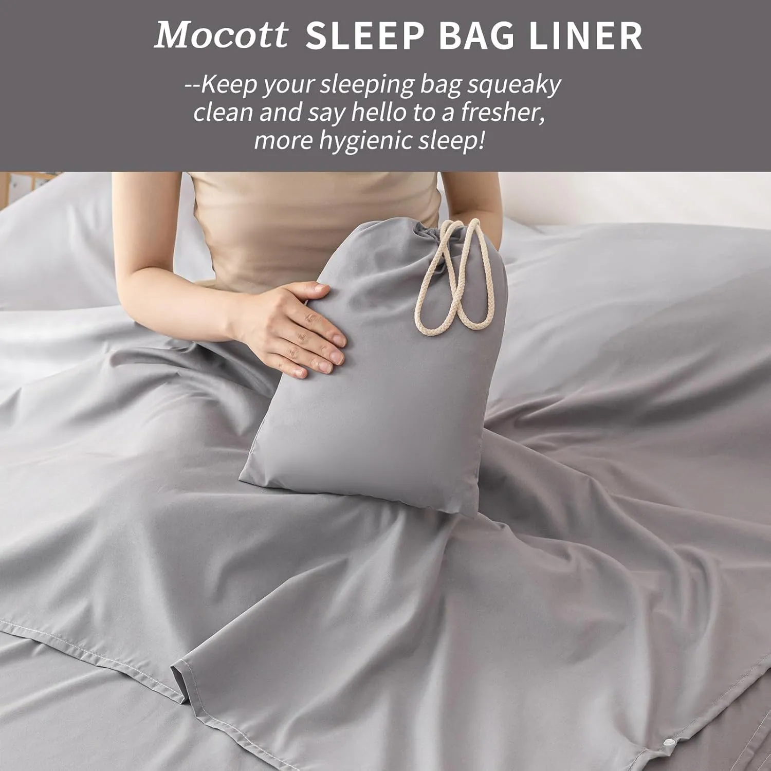 Sleeping Bag Liner Sleep Sack Travel Washed Cotton Sheets for Hotel Bags for Adults Liners, Lightweight Single & Double Camping Sleeping Inner Hostel Fresh Back Hiking Bed