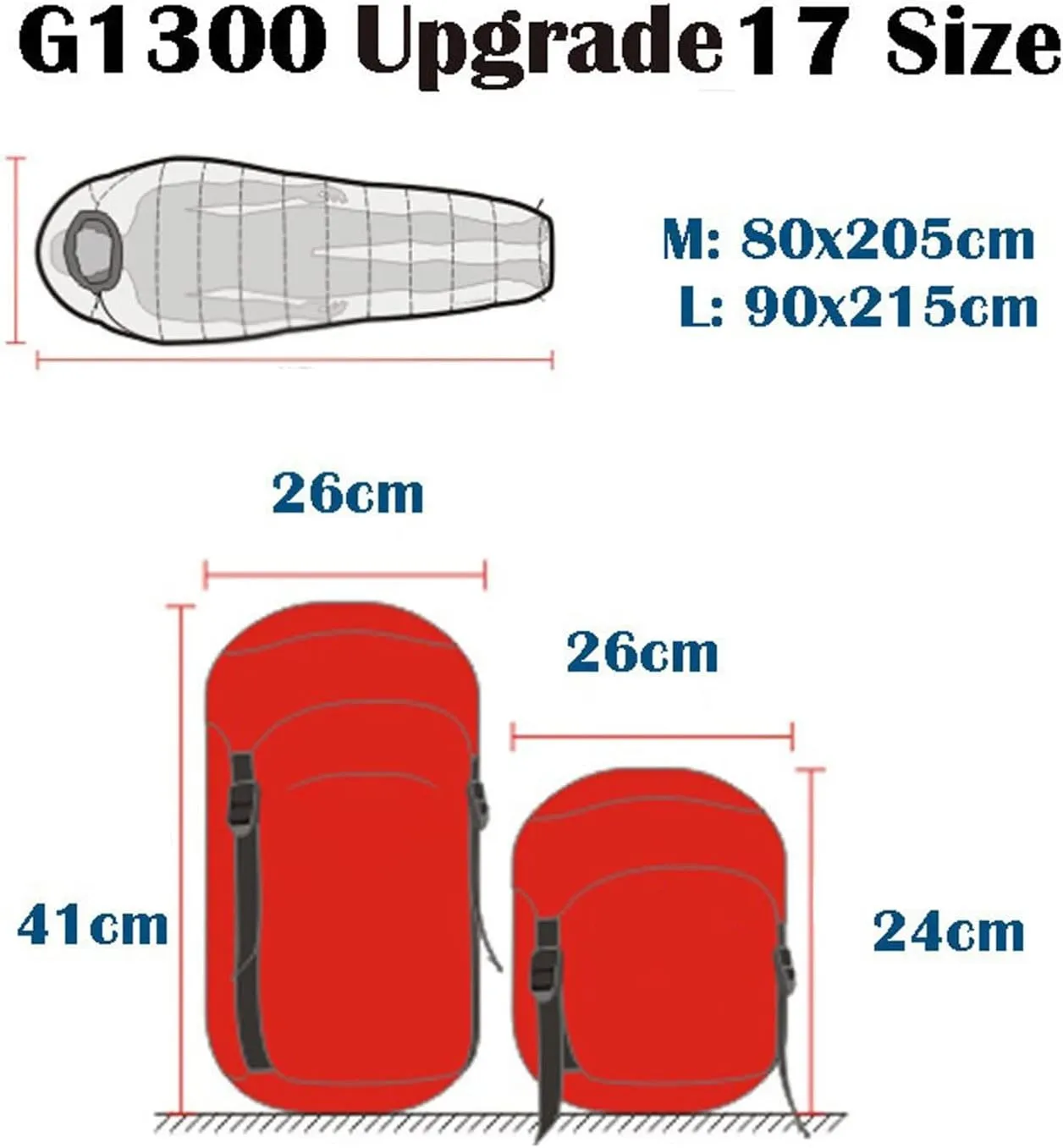 Sleeping Bags Blue/Red Mummy Splicing Single Ultra Light Waterproof Goose Down Winter Sleeping Bag