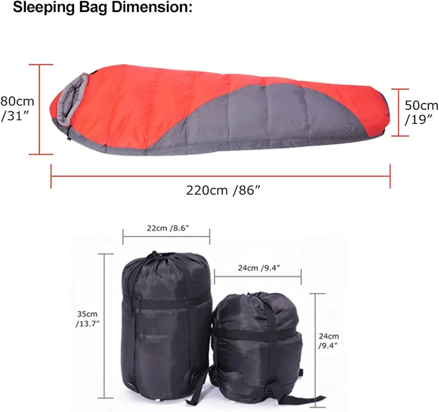 Sleeping Bags Mummy Sleeping Bag Winter Cotton Warm Tourism Sleeping Bags with Compression Sack Wearable Blanket for Camping Hiking