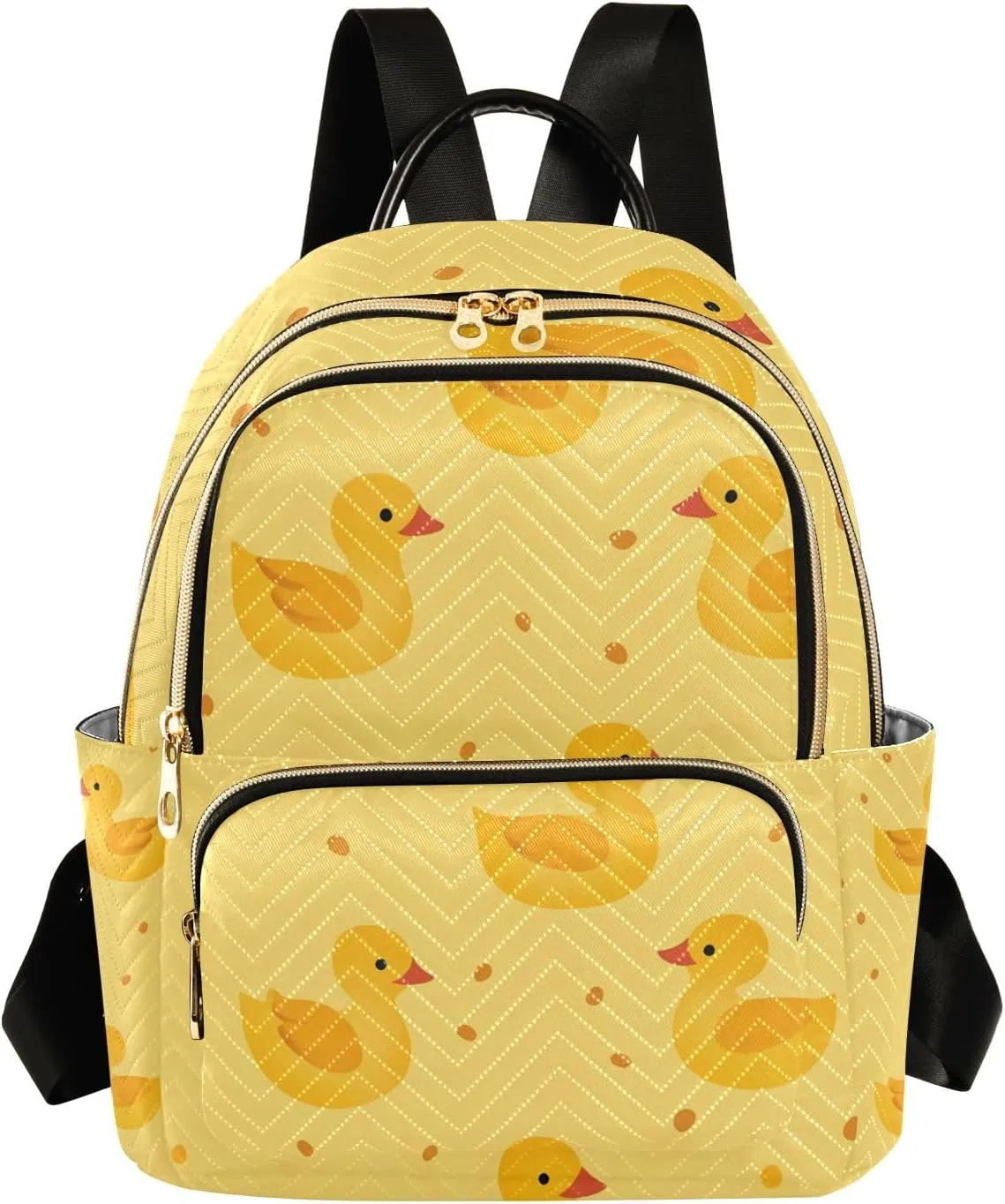 Small Backpack Purse for Women, Little Yellow Duck Yellow Background Pattern Travel Bag Casual Daypack Shoulder Bag