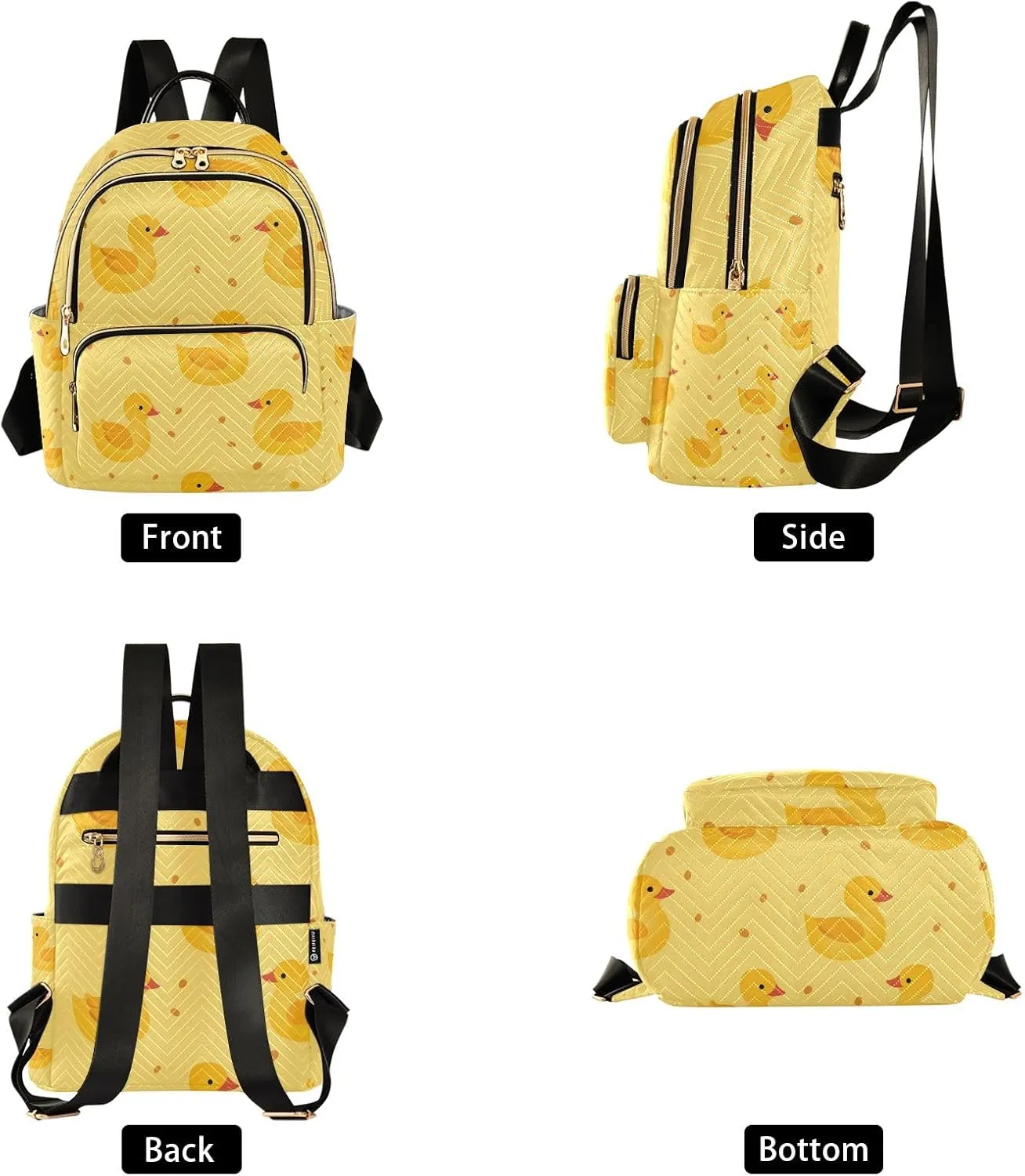 Small Backpack Purse for Women, Little Yellow Duck Yellow Background Pattern Travel Bag Casual Daypack Shoulder Bag
