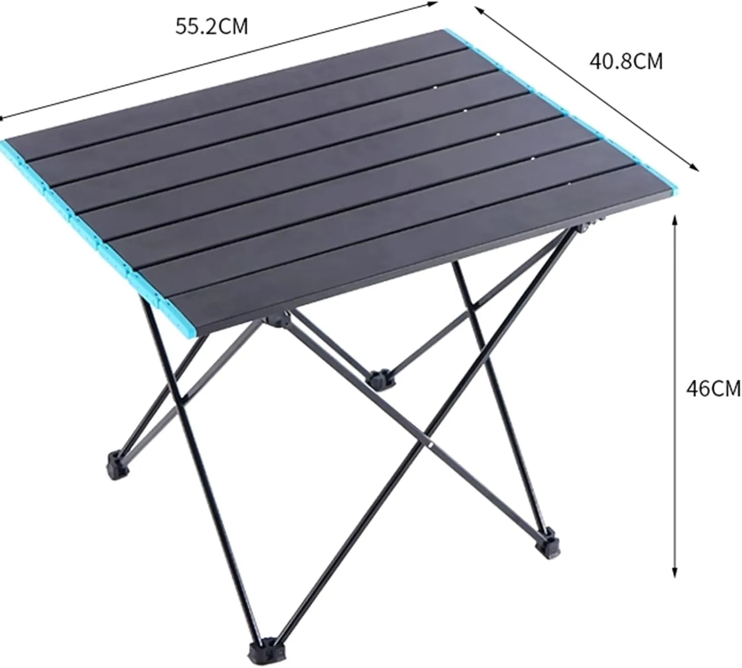 Small Foldable Table Portable Aluminium Klaptafel, Lichtgewicht Draagbare Klaptafel met Ophangnet, Opbergtas, Lichtstandaard for Picnic Camping(Black,55.2 * 40.8 * 46cm)