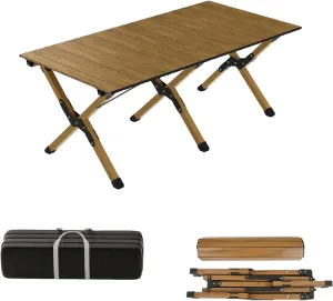 Small Folding Camping Table Portable,Folding Camping Table,4-6 Person Portable Roll Up Aluminum Table,for Outdoor Hiking Camp BBQ Picnic
