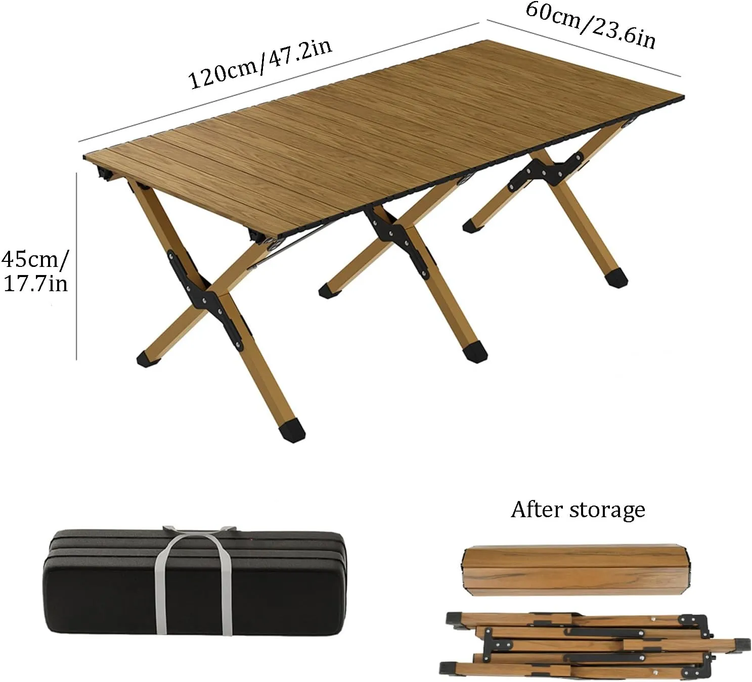 Small Folding Camping Table Portable,Folding Camping Table,4-6 Person Portable Roll Up Aluminum Table,for Outdoor Hiking Camp BBQ Picnic