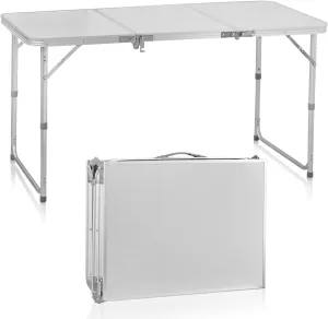 Small Folding Table Portable 4ft Lightweight Portable Aluminum Camping Table Portable for Garden, Patio, Dining, BBQ, Party