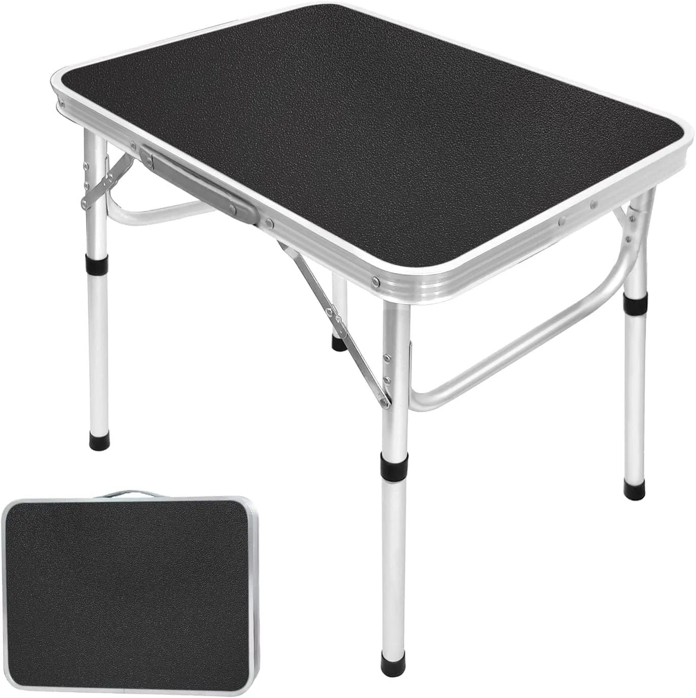 Small Folding Table Portable Camping Table Adjustable Heights Picnic Table 2ft Lightweight Collapsible Dinning Tables with Aluminum Legs for Indoor Outdoor Camp Cooking Party BBQ…