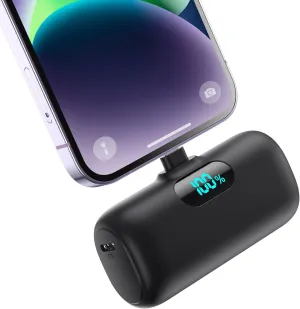 Small Portable Charger for iPhone,Upgraded 5000mAh PD Fast Charging Power Bank,Mini Battery Pack Backup Charger Compatible with iPhone 14/14 Pro Max/13/13 Pro/12 Pro/11/XS/XR/X/8/7/6 etc-Black