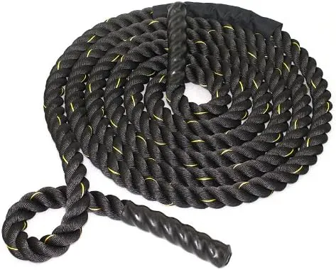 Smartxchoices Black Battle Rope 1.5''/2'' Width Exercise Training Workout Ropes 30/40/50 Ft Length Home Gyms Abdominal Muscle Biceps Abs Metabolic Fitness (2''*30ft)