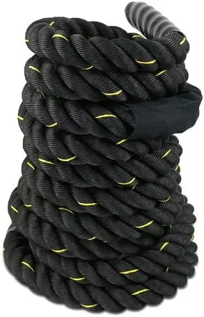 Smartxchoices Black Battle Rope 1.5''/2'' Width Exercise Training Workout Ropes 30/40/50 Ft Length Home Gyms Abdominal Muscle Biceps Abs Metabolic Fitness (2''*30ft)