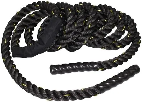 Smartxchoices Black Battle Rope 1.5''/2'' Width Exercise Training Workout Ropes 30/40/50 Ft Length Home Gyms Abdominal Muscle Biceps Abs Metabolic Fitness (2''*30ft)