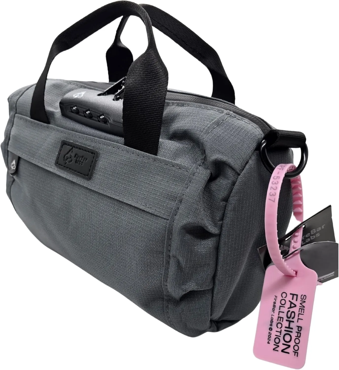 Smell Proof Duffle Bag with Anti Theft Combo Lock, Removable Shoulder Strap, Water Resistant, Ultra Durable Double Gasket Zippers   Premium Hardware (Space Grey, 9-Inch (9" x 5" x 4"))