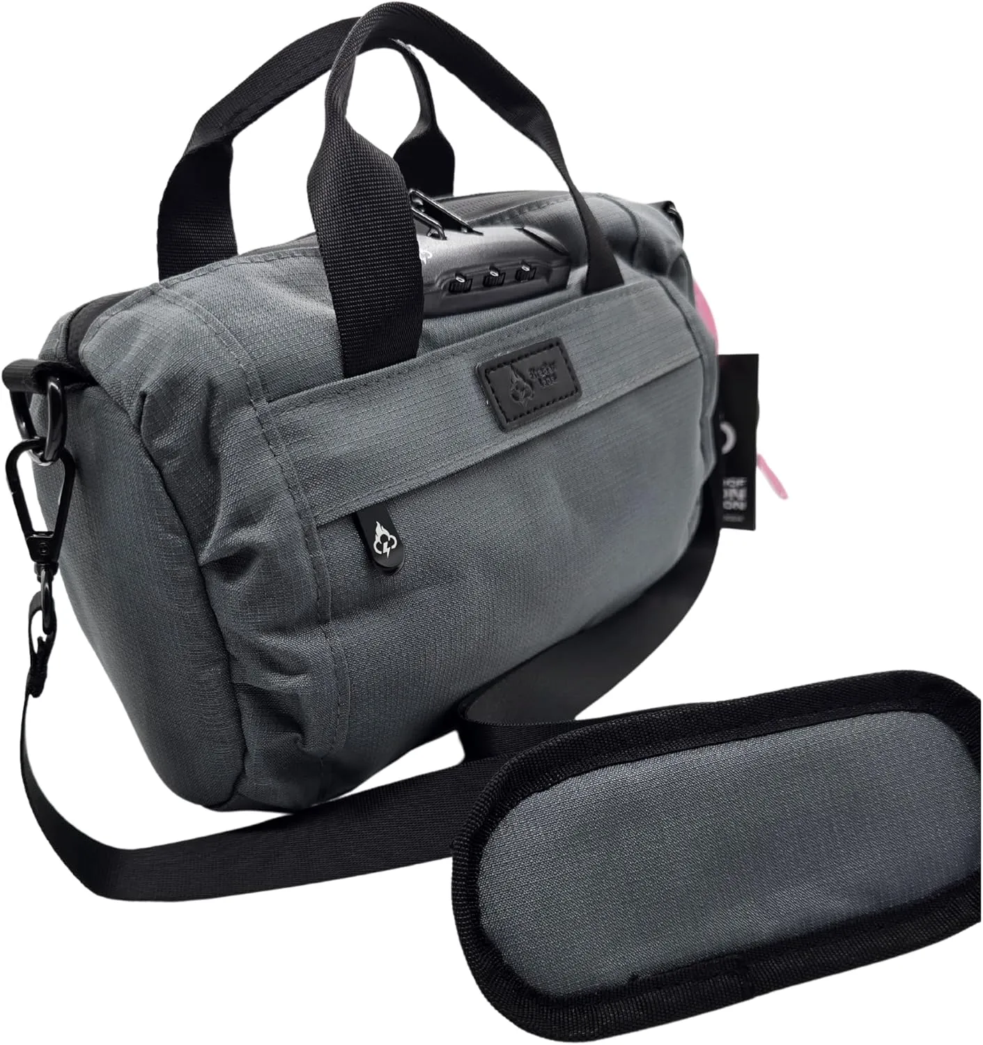 Smell Proof Duffle Bag with Anti Theft Combo Lock, Removable Shoulder Strap, Water Resistant, Ultra Durable Double Gasket Zippers   Premium Hardware (Space Grey, 9-Inch (9" x 5" x 4"))