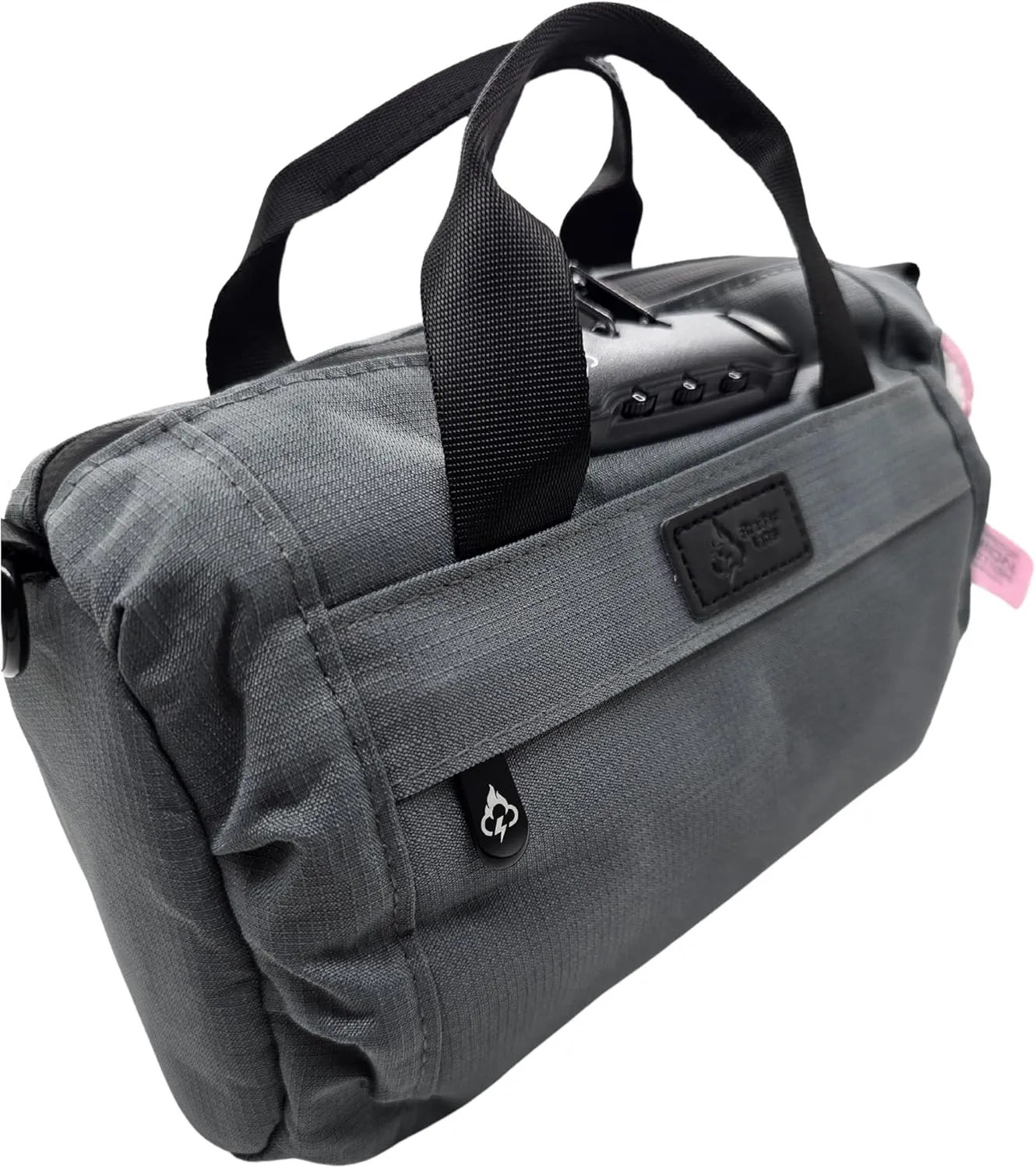 Smell Proof Duffle Bag with Anti Theft Combo Lock, Removable Shoulder Strap, Water Resistant, Ultra Durable Double Gasket Zippers   Premium Hardware (Space Grey, 9-Inch (9" x 5" x 4"))
