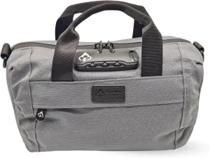 Smell Proof Duffle Bag with Anti Theft Combo Lock, Removable Shoulder Strap, Water Resistant, Ultra Durable Double Gasket Zippers   Premium Hardware (Space Grey, 9-Inch (9" x 5" x 4"))