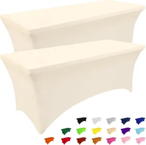 Smiry 2 Pack Spandex Table Cloth 6FT, Elastic Fitted Stretch Tablecloths for Rectangle Tables, Washable Table Cover for Outdoor, Wedding, Banquet & Parties (Beige, 72Lx30Wx30H Inch)