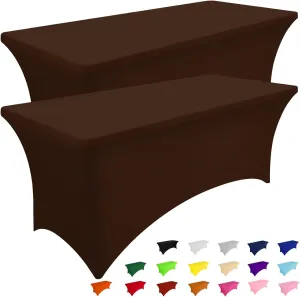 Smiry 2 Pack Spandex Table Cloth 6FT, Elastic Fitted Stretch Tablecloths for Rectangle Tables, Washable Table Cover for Outdoor, Wedding, Banquet & Parties (Coffee, 72Lx30Wx30H Inch)