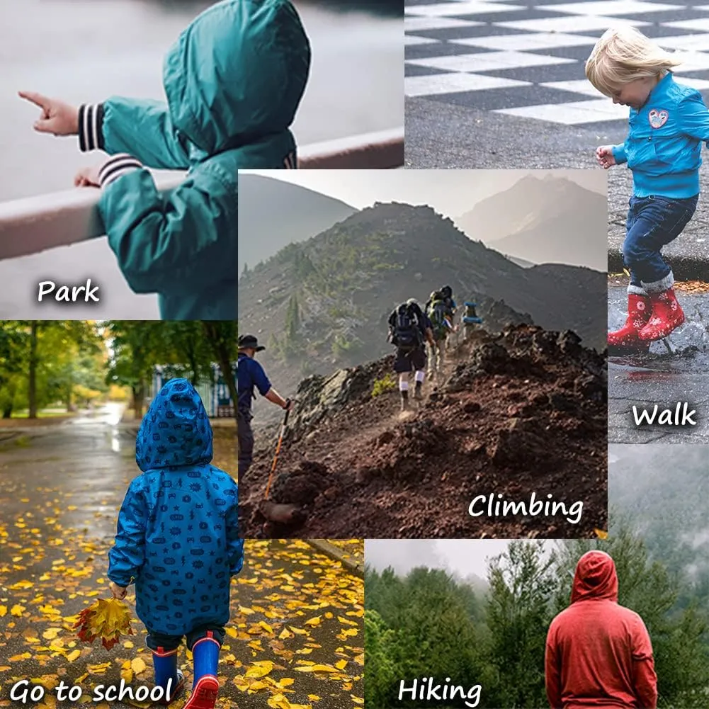 SNOW DREAMS Girls Waterproof Rain Jacket Windbreaker Lightweight Coat Kids Raincoat Outerwear