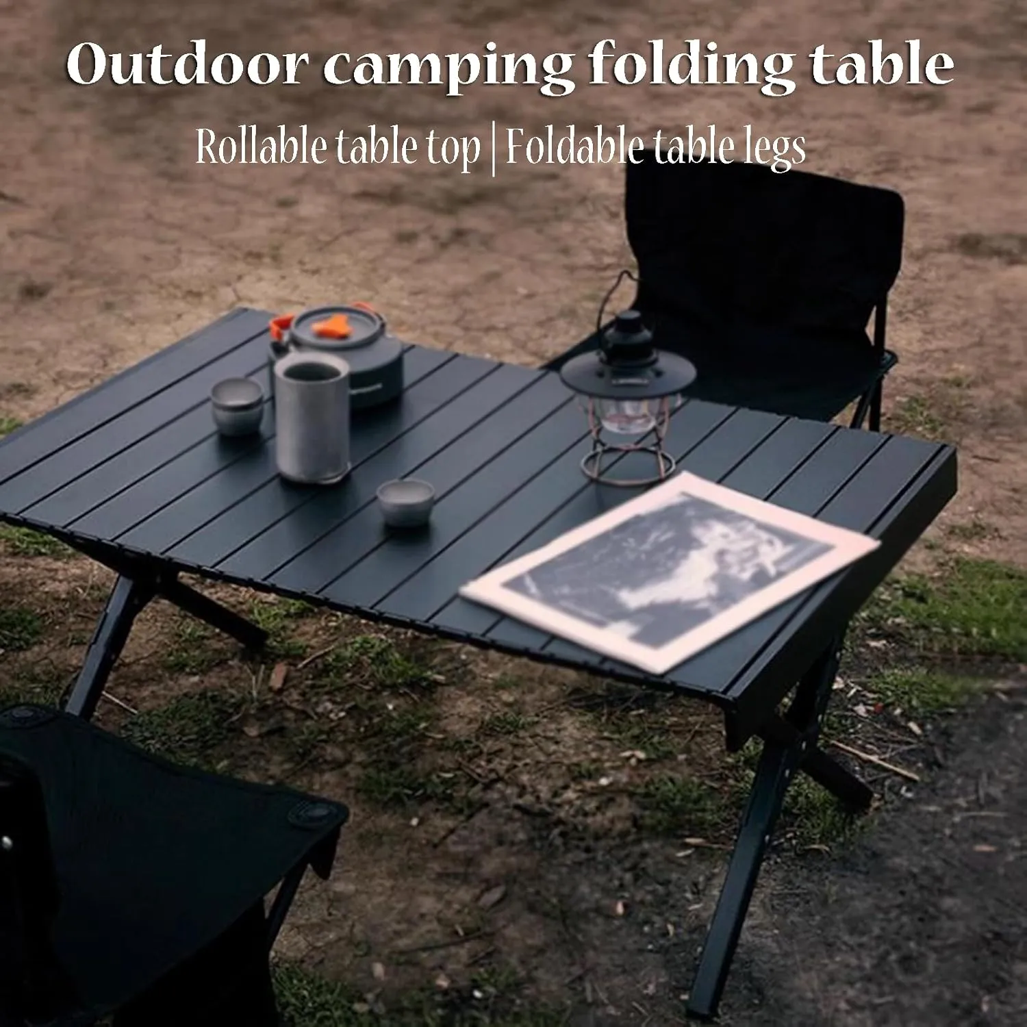 SOBOUR Camping Table Camping Folding Table Foldable Picnic Table Portable Roll Up Desktop Easy to Assembly for Indoor & Outdoor